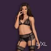 Obsessive - Chiccanta 3 pcs  set L/XL - Black